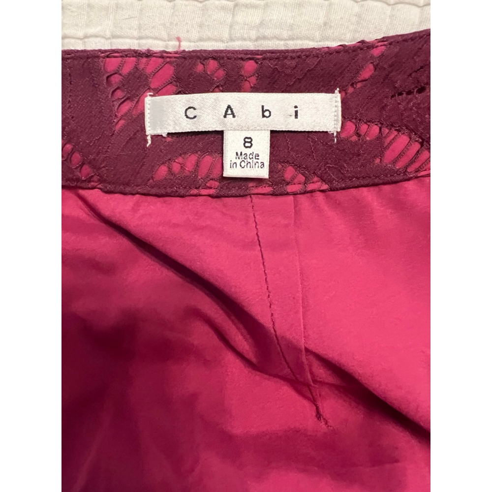 Cabi Raspberry Lace Pencil Skirt Size 8 - Picture 4 of 5